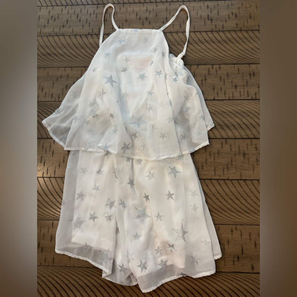 Sheer White Star Print Romper